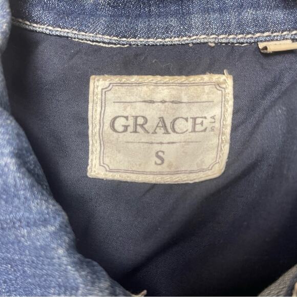 GRACE Aztec/Southwestern Cropped Embroidered Denim Jacket, Festival, Boho, S - Picture 2 of 8